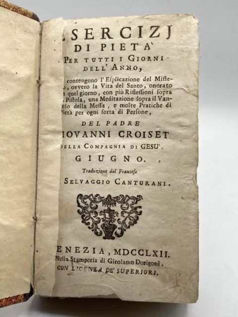 ESERCIZJ DI PIETÀ PER TUTTI I GIORNI DELL'ANNO Giugno  Croiset  1762 Santi