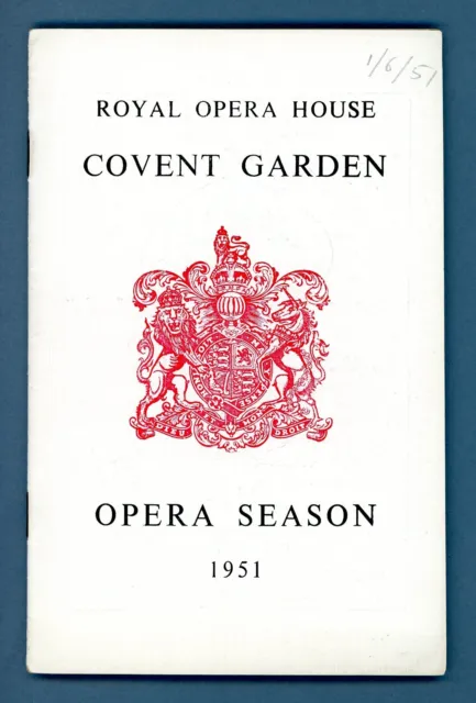 1951 Covent Garden opera programme. Manon. Victoria de los Angeles.