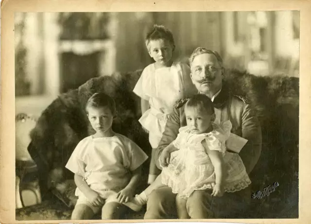 Selle & Kuntze, Germany, Kaiser Wilhelm II and children vintage silver print.