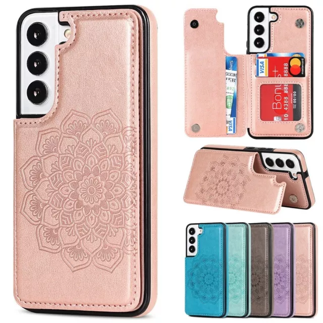 Mandala Pattern Leather Wallet Flip Magnetic Card Holder Case Cover For Samsung