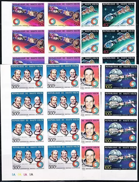 Obere Volta 1975 Weltraum = Apollo-Soyuz Nicht Perforiert Blöcke Mit 8 Mnh-