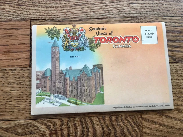 Vintage Souvenir Views Toronto Canada Fold Out Post Card Book Color Unposted
