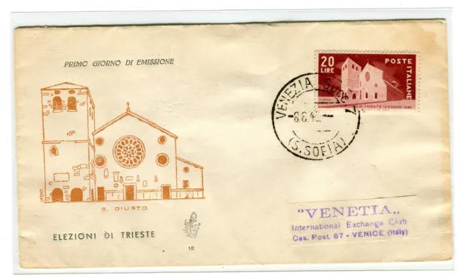 Italia 1949 Elezioni di Trieste su FDC Venetia non viaggiata