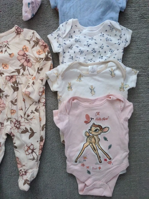 Massive bundle baby girls 0-3 months clothes sleepwear bedtime sleepsuits & vest 9
