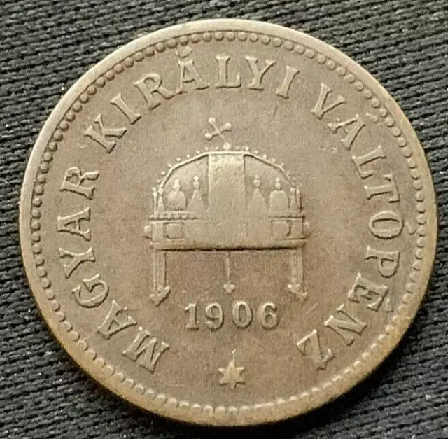 1906 Hungary 2 Filler Coin XF       #M34