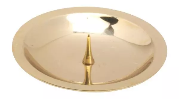 Kerzenteller mit Dorn, Dekoteller Messing poliert gold für Kerzen Ø 8 cm