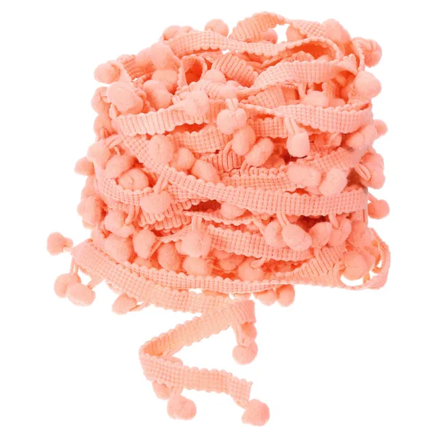 20 Yards Pom Pom Ball Fringe Trim Ribbon Sewing Trim DIY Crafts, 8mm Coral Pink