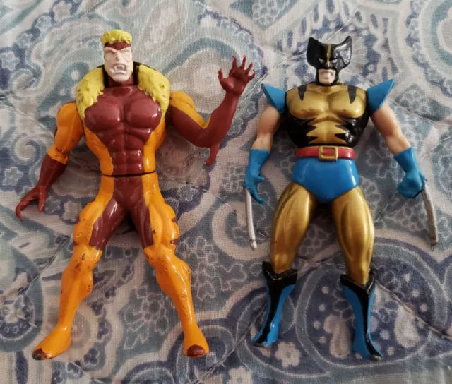 Marvel X-Men Wolverine & Sabretooth  Diecast Metal Action Figures Toy Biz 1994