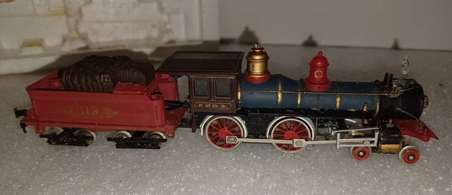 HO Bachmann 4-4-0 Union Pacific Steam Engine Locomotive + Tender #119. Fair.