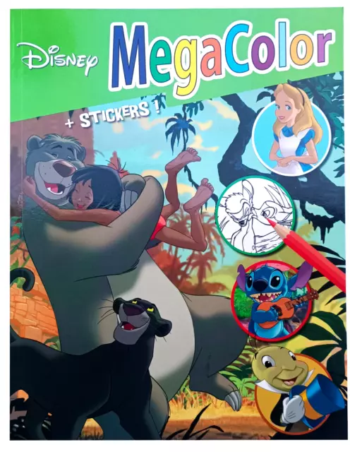Malbuch Disneys Figuren 2 Mega Color DIN A4 mit 120 Malvorlagen + 25 Sticker