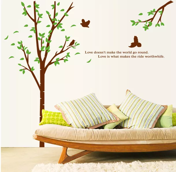 Branch Tree Flying Birds Removable Wall Sticker Roll Self Adhesive Living Room