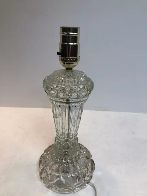 VINTAGE Crystal Table Lamp Lead Cut Glass  Lamp 11.5" no shade