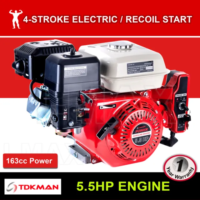 5.5HP Petrol Engine OHV Stationary Motor Horizontal Shaft Electric Start Recoil