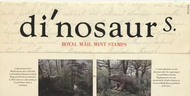 Royal Mail presentation pack No 220 di'nosaurs 1991 complete mint