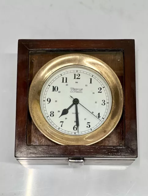 Original Vintage Style WEEMS & PLATH Chronometer Wooden Quartz Clock, Germany