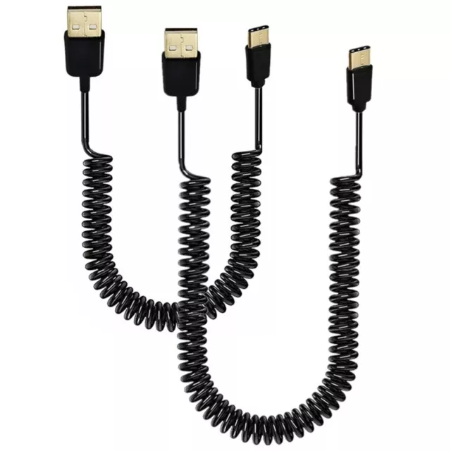 USB Type C Cable Coiled Spring Type-C Male to USB 2.0 Male Extension Cord