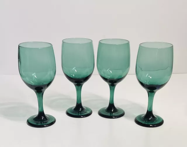 Vintage 1980’s Libbey Juniper Green Wine/Water Glass - Set Of 4