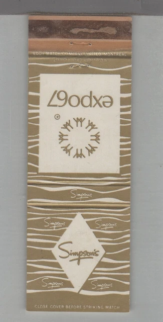 Matchbook Cover - Expo67 Montreal World's Fair Simpson's Department Store