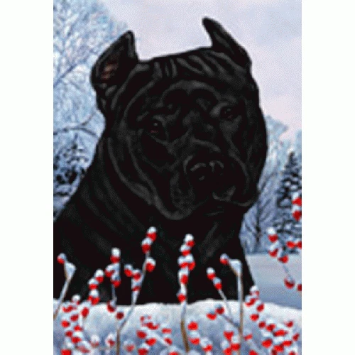 Winter House Flag - Black American Pit Bull Terrier 15407