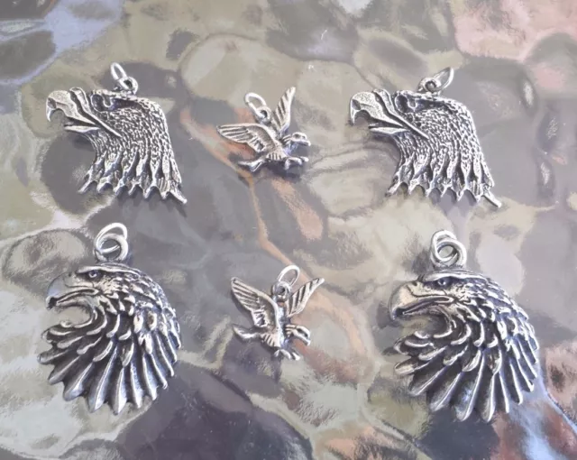 Giant Sale On American Symbol Of Usa. 6 Bald Eagle Pewter Charms 3 Styles New.