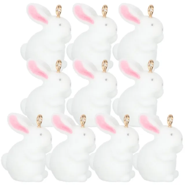 10 Pcs DIY Jewelry Accessories Year of The Rabbit Charms Mini Resin Girl Bunny