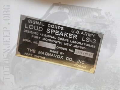 PLATE PLAQUETTE PLAQUE HAUT PARLEUR RADIO LOUDSPEAKER LS3 D jeep willys us ww2 