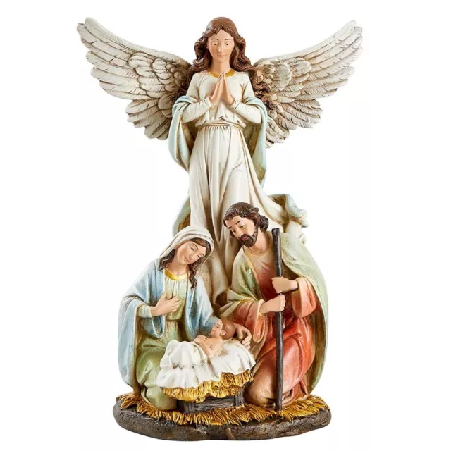 Holy Family Nativity With Angel Gabriel Figurine Christmas Home Decor 12 In