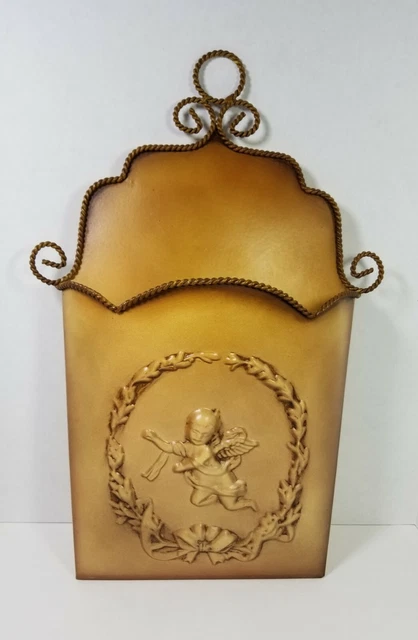 Southern Living At Home Glorious Metal Door Bucket Cherub Wall Pocket