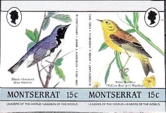 Montserrat #SG657v-SG658v 1985 Audubon Blue Palm Warbler Setophaga [580v]