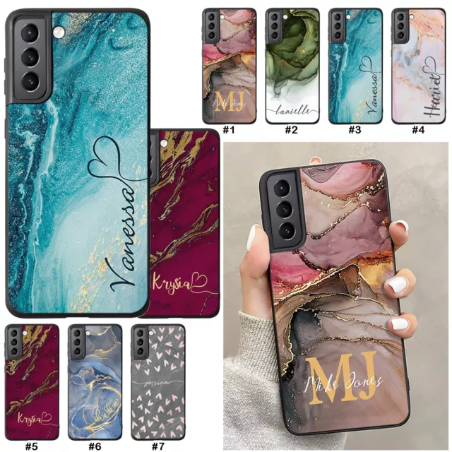 Personalised Marble Case Gel Phone Cover For Samsung Galaxy S23 S22 S21 Plus S24