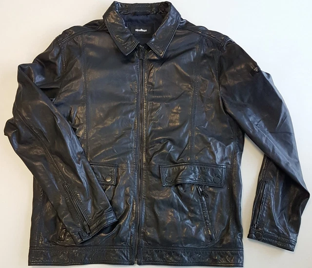 STRELLSON Herren Jacke Lederjacke Echtleder Lammleder 58 XXXL 3XL schwarz top