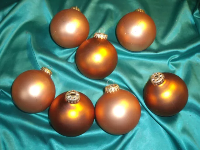 7 alte große XL Christbaumkugeln Glas gold matt Weihnachtskugeln Vintage (Nr.4)