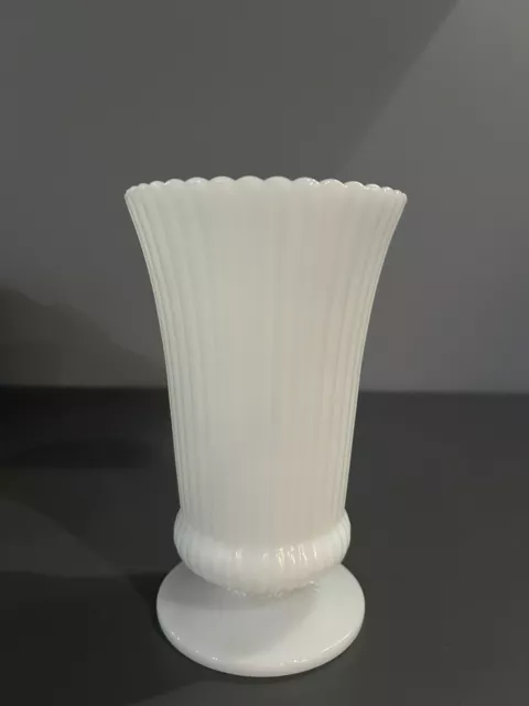 Vintage Ribbed Milkglass Vase marked EO Brody Co. Cleveland OH USA M5000