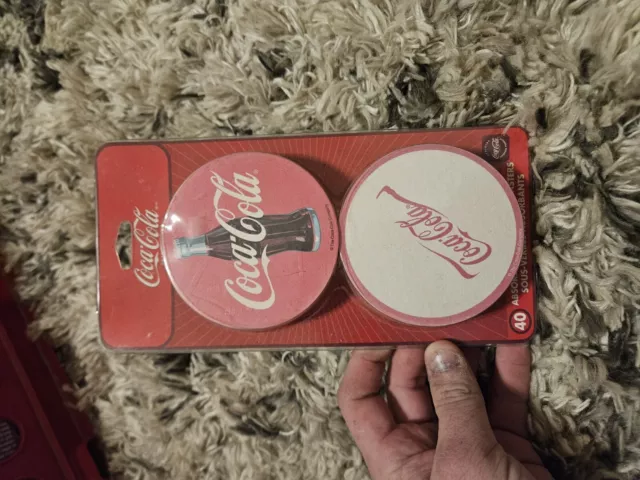 Vintage Coca- Cola Dispensable Absorbent Beverage Coasters 40 Can Of coasters