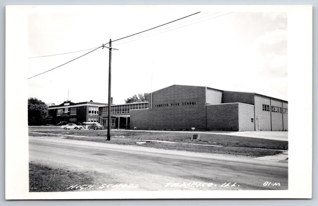 TAMPICO ILLINOIS~OLD HIGH School Building & New Addition~1950s Cars