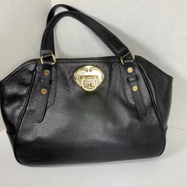 Emma Fox Black Leather Handbag Shoulder Bag Purse