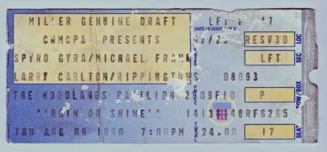 Spyrogyra Micael Franks Larry Carlton Rippingtons Concert Ticket