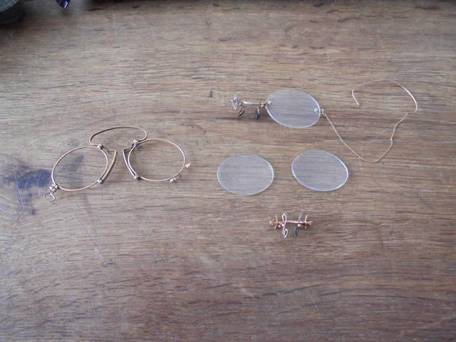 Paire De Lorgnons Pince-nez Anciens - Plaqué Or - France Années 1910-1920