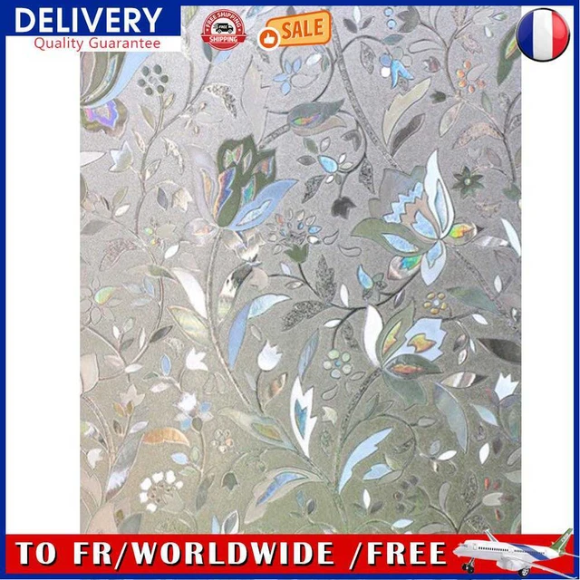 No-Glue Static Window Film 3D Tulip Frosted Glass Stickers Decor (60X200cm)