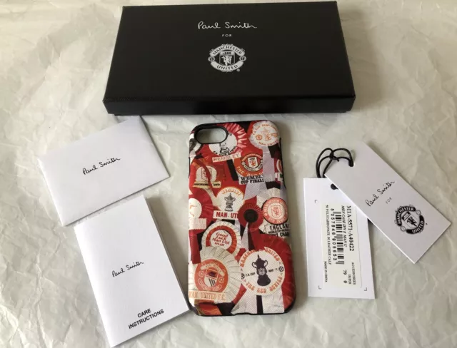 NUOVA custodia telefono Paul Smith x Manchester United iPhone 6 6s 7 8 Rosetta nuova con scatola