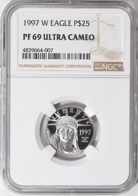 1997-W ~ $25.00 ~ 1/4 OZ. ~ Platinum American Eagle ~ NGC ~ PF 69 ~ UC~ $788.88