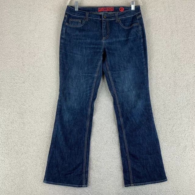 NY&C Curvy Soho Bootcut Jeans Women's 10 Petite Blue 5-Pocket Mid Rise Dark Wash