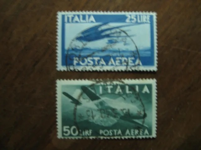 Italien Mi.-Nr.  711, 713 Flugpost gestempelt (-d7)
