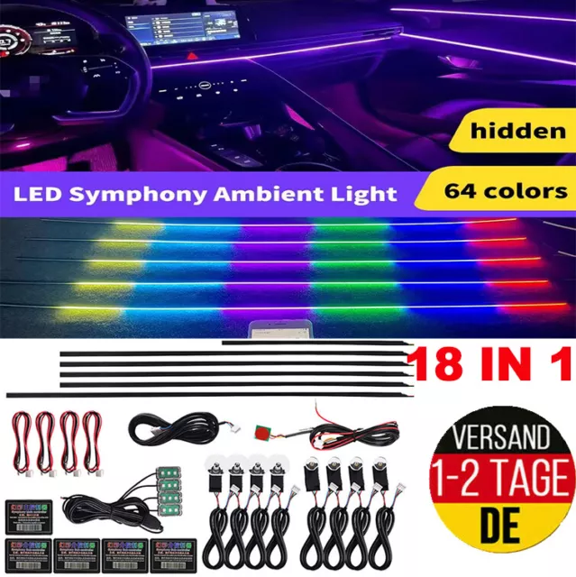 Auto RGB LED Symphony Dynamic Ambientebeleuchtung Lichtleiste Kit
