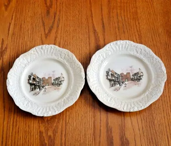 Collectible Antique Ridgway Old England Ware Coaching Days - 2 Plates