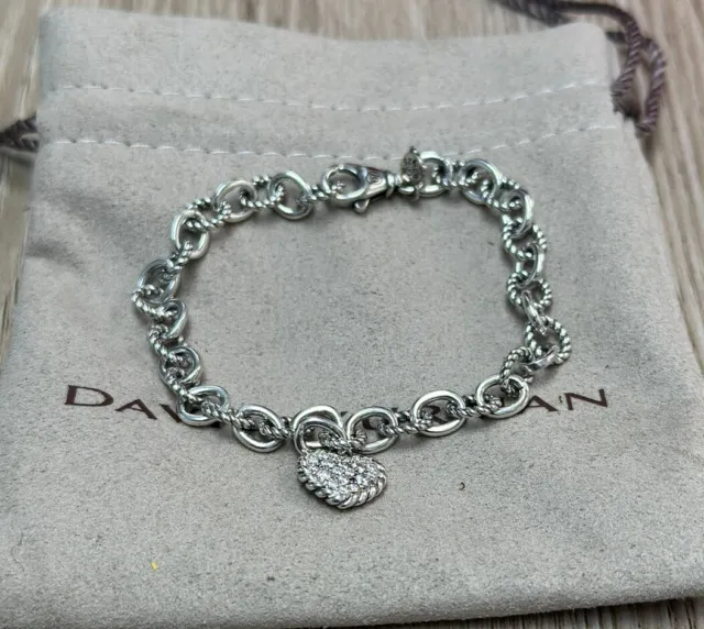 David Yurman Sterling Silver 925 Cookie Heart Cable 4.5mm Chain Bracelet