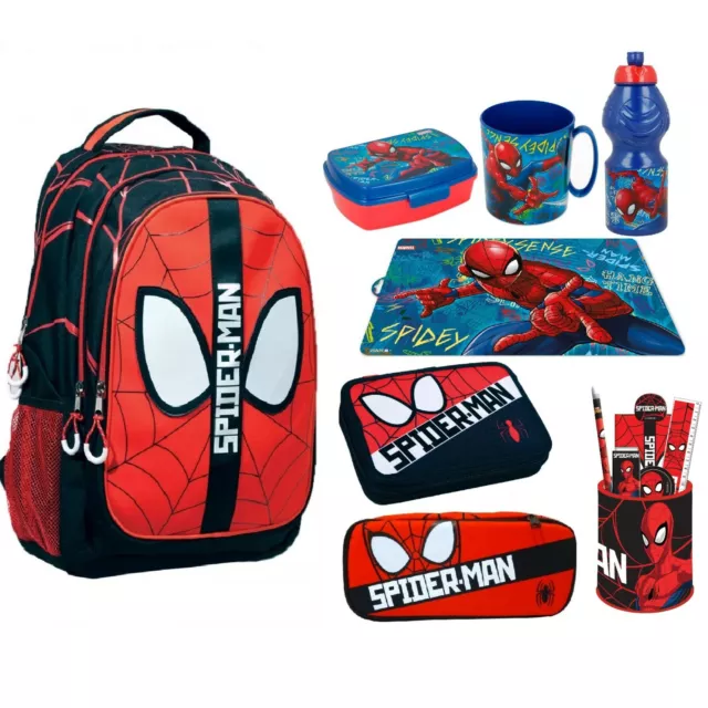 Spiderman Méga Set Sac à Dos Grand Trousse Amène Lunch École Élémentaire Enfant