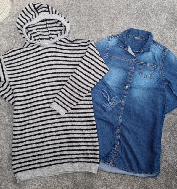 Pacchetto abito camicia in denim ragazza Next età 10 anni felpa con cappuccio strappata
