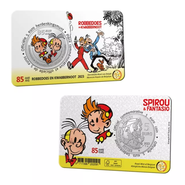 Coincard 5 Euros Commémorative Belgique Spirou 2023 Version Color