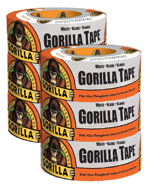 6 x Gorilla Glue WHITE Adhesive Duct Tape UV & Weather Resistant 48mm x 9.14m